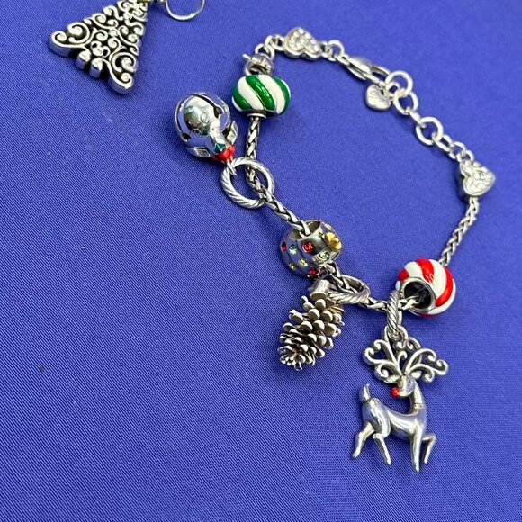 Brighton Christmas Theme Silver Plated Charm Bracelet & Earrings - Picture 9 of 16